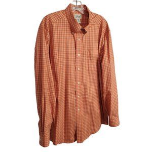 LL Bean Mens Size L Shirt Button Front Wrinkle Resistant 100% Cotton Long Sleeve